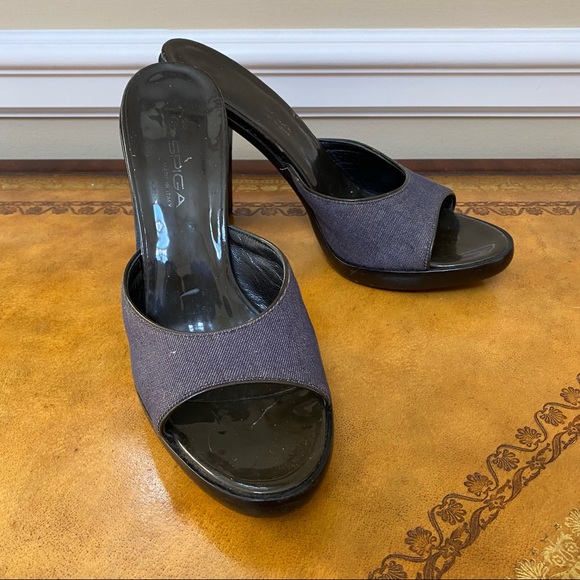 Via Spiga Made in Italy Mules Slip On Y2K Leather Heels - Picture 1 of 6